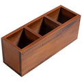 Useekoo Wooden Pencil Holder 3 Compartment, Wood Desk Organizers And Accessories, Rustic Remote Control Holder Wooden Caddy Offi