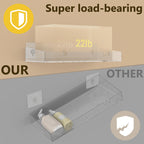 Durmmur Clear Acrylic Shower Caddy with Soap Dish, 3-Pack Adhesive Shelves Organizer, Floating Bathroom Storage with Hook