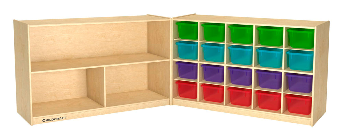 Childcraft Mobile Hide-Away Cabinet, 20 Translucent Color Trays, 47-3/4 x 28-1/2 x 30 Inches