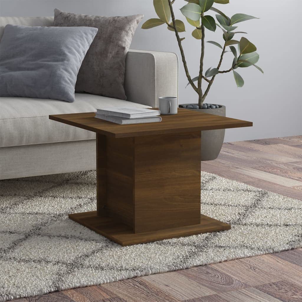 vidaXL Engineered Wood Coffee Table - Stylish and Durable Couch Table with Ample Space for Storage - Brown Oak - Easy to Assemble, 21.9&quot;x21.9&quot;x15.7&quot;
