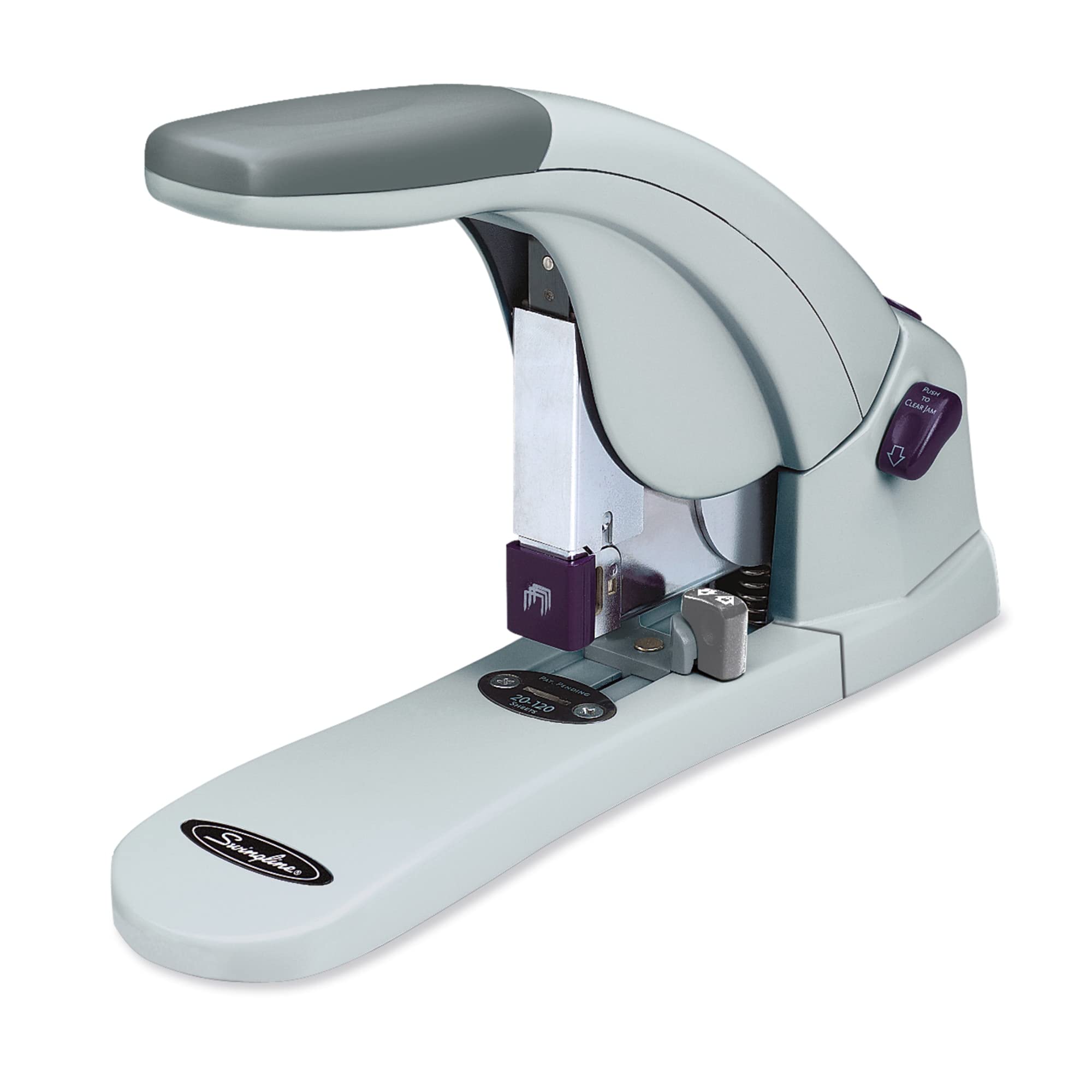 Swingline Heavy Duty Stapler, 120 Sheet Capacity, Lighttouch, Jam Free, Reduced Effort, Anti-Microbial, Metal, Gray (90010)