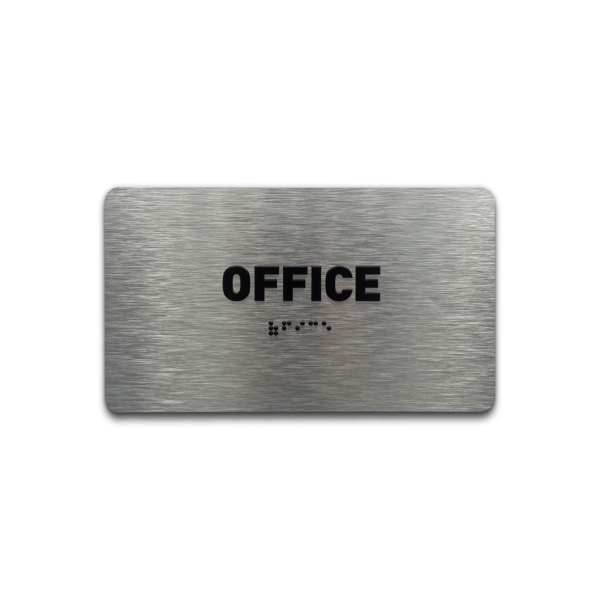 Office Sign - Ada Compliant Utility Sign, Raised Letters, Grade 2 Braille, Tco Inspection Certified, Install Ready, Brushed Alum