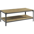 Walker Edison Declan Urban Industrial Angle Iron and Wood Coffee Table, 46 inch, Rustic Oak