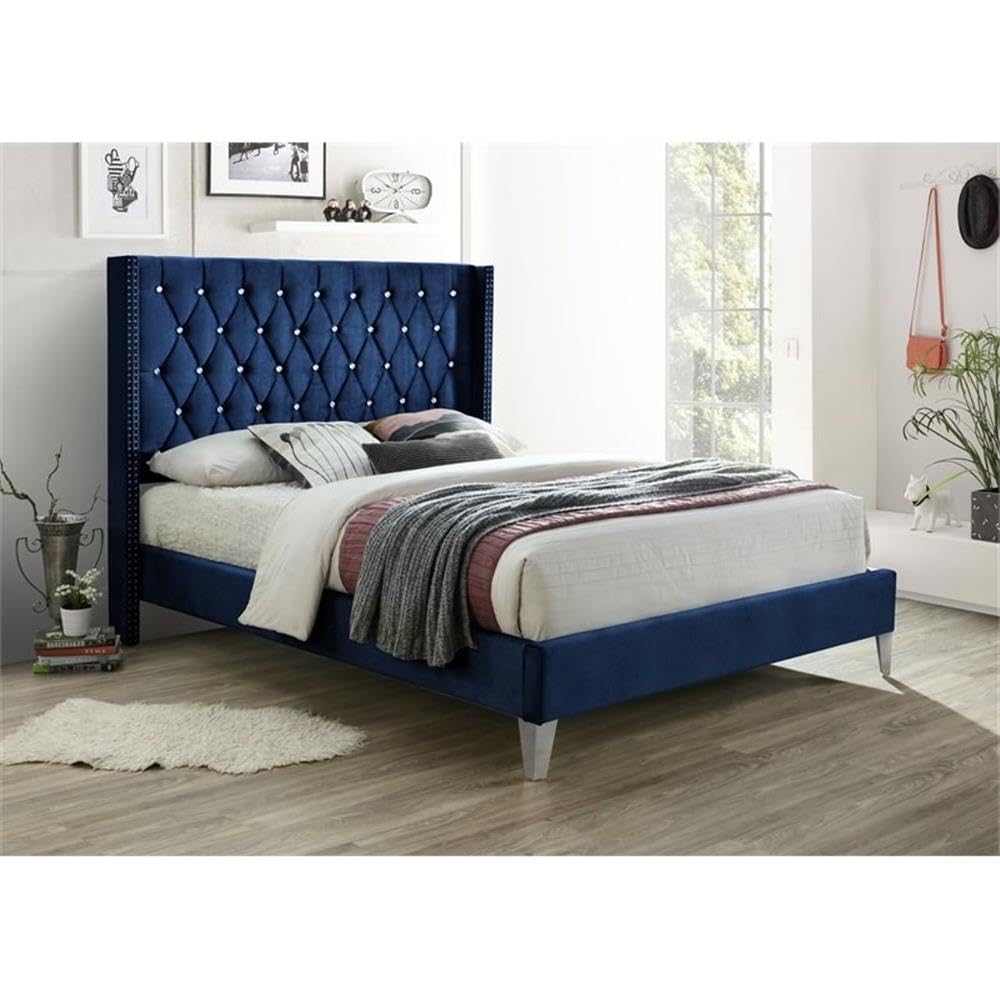 Better Home Products Alexa Velvet Upholstered Full Platform Bed - Thumbnail 3