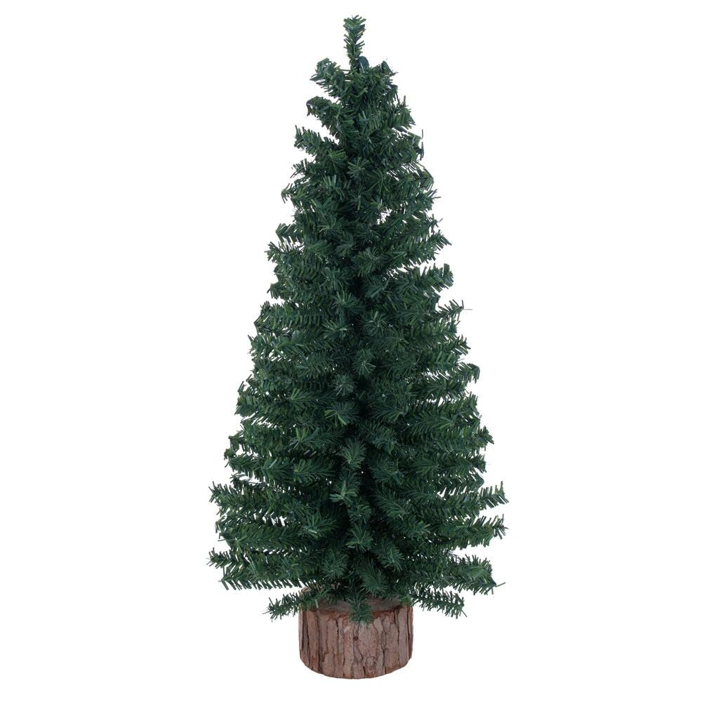 Vickerman 18 Mini Pine Artificial Christmas Tree Unlit, Seasonal Indoor Tabletop Home Decor with Decorative Wood Base