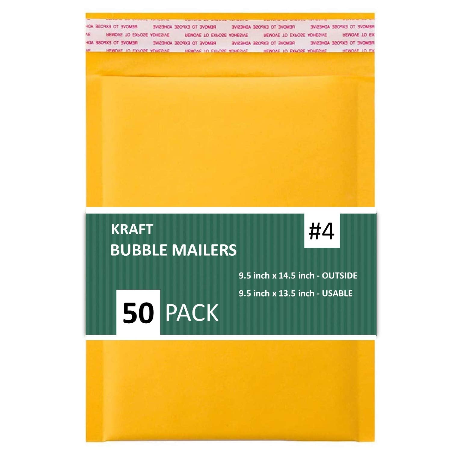 Sales4Less #4 Kraft Bubble Mailers 9.5X14.5 Inches Shipping Padded Envelopes Self Seal Waterproof Cushioned Mailer 50 Pack