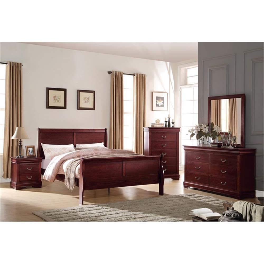 Acme Louis Philippe Queen Bed in Cherry