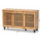 Baxton Studio Fernanda Modern and Contemporary Oak Brown Finished Wood 3-Door Shoe Cabinet