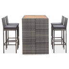 FAMIROSA 5 Piece Outdoor Bar Set Poly Rattan and Acacia Wood Gray