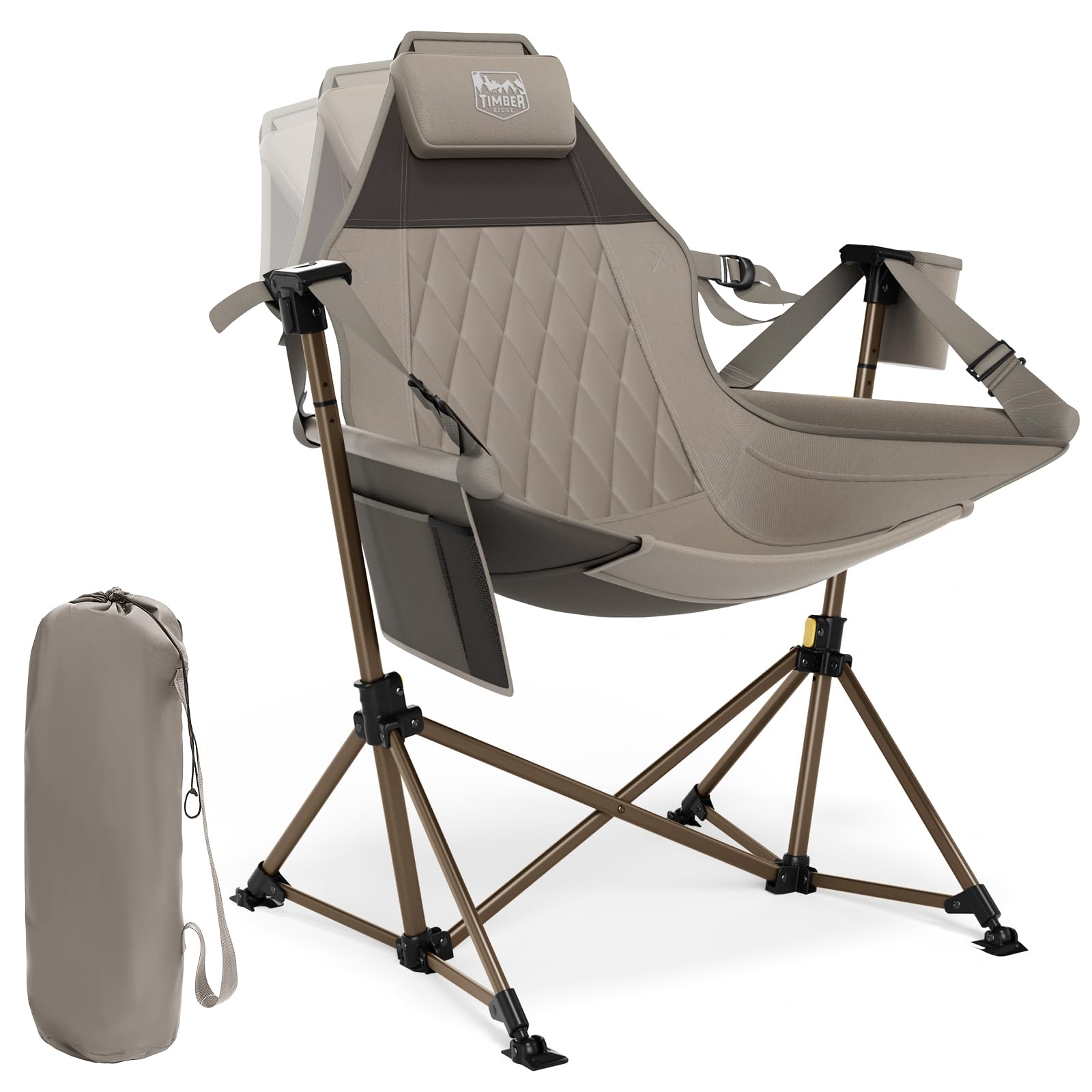 TIMBER RIDGE Hammock Camping Chair, Oversized Swinging Chair for Outdoor Lawn, Backyard and Patio, Supports 400lbs, Tan