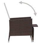vidaXL 3 Piece Patio Lounge Set - Poly Rattan Garden Furniture with Cushions, Outdoor Seating, Relaxation Chairs and Tea Table in Brown and Cream White