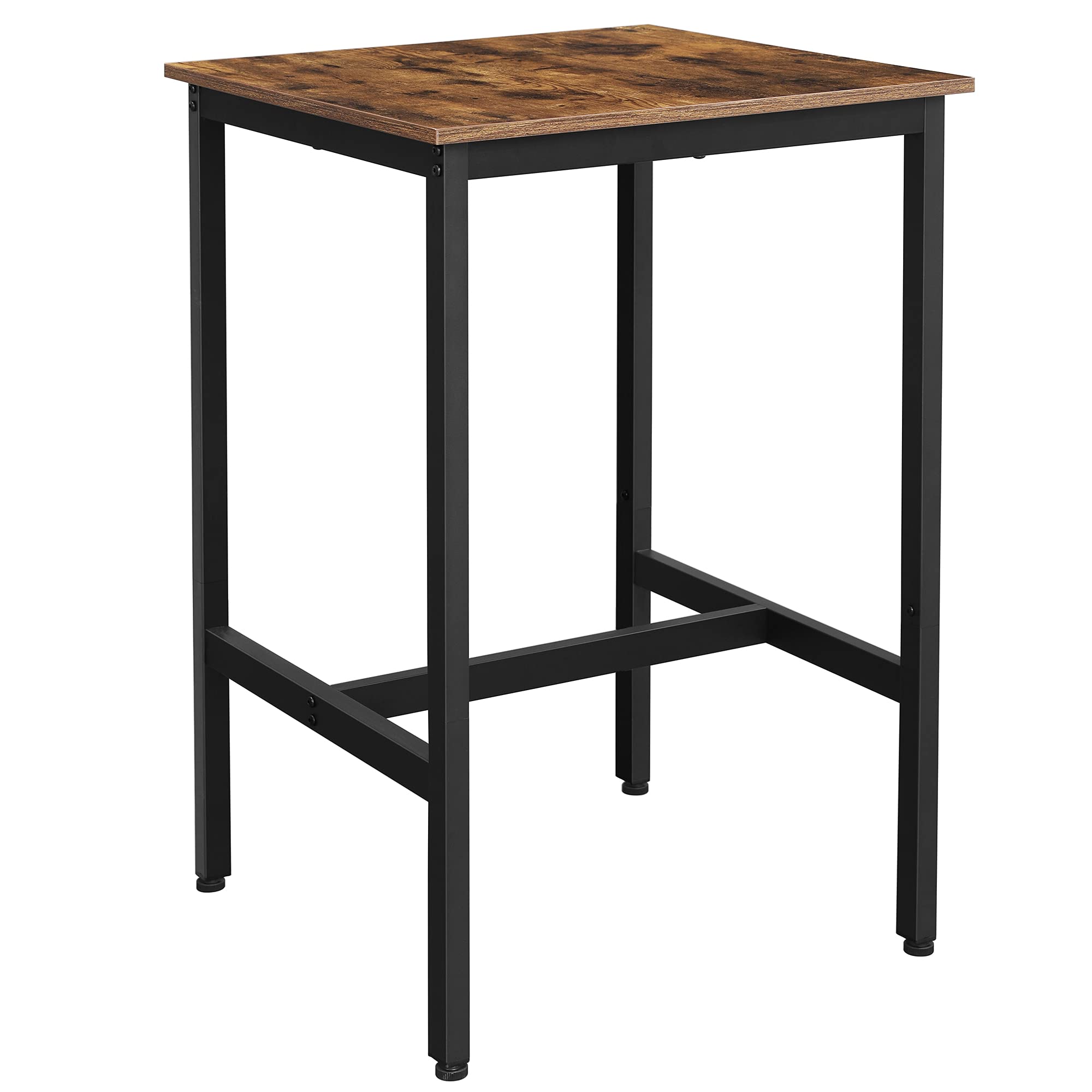 Vasagle Bar Table, Small Kitchen Dining Table, High Top Pub Table, Height Cocktail Table For Living Room Party, Sturdy Metal Frame, 23.6 X 23.6 X 36.2 Inches For Narrow Spaces, Rustic Brown And Black