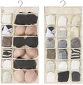 Big Buyer Fabric Brass Finish Double Sided 30 Pockets Clear Hanging Bag Socks Bra Underwear Rack Hanger Storage Organizer Wall H