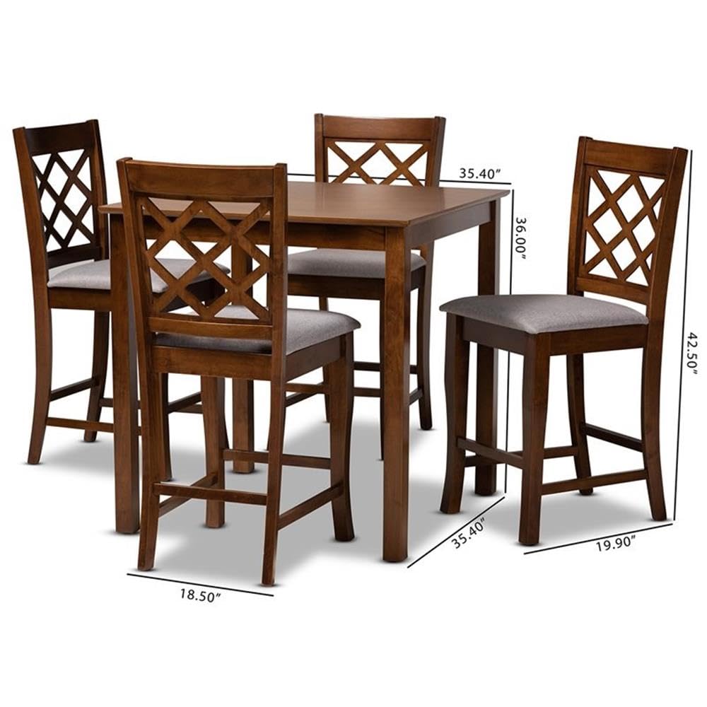 Baxton Studio Alora 5-Piece Wood Pub Set - Thumbnail 2