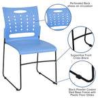 Flash Furniture Hercules Series 881 Lb. Capacity Blue Sled Base Stack Chair With Air-Vent Back