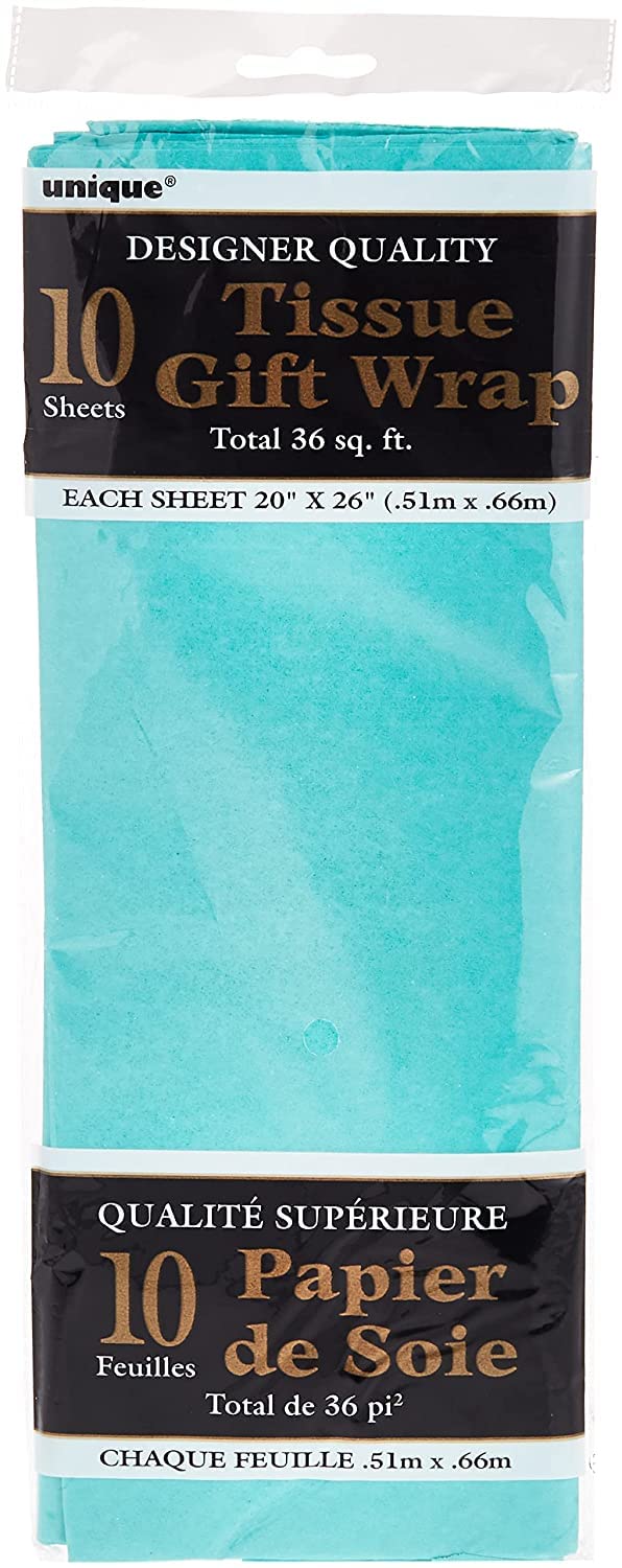 Unique Industries Tissue Gift Wraps, 20'' x 26'',10 Pcs, Teal Green