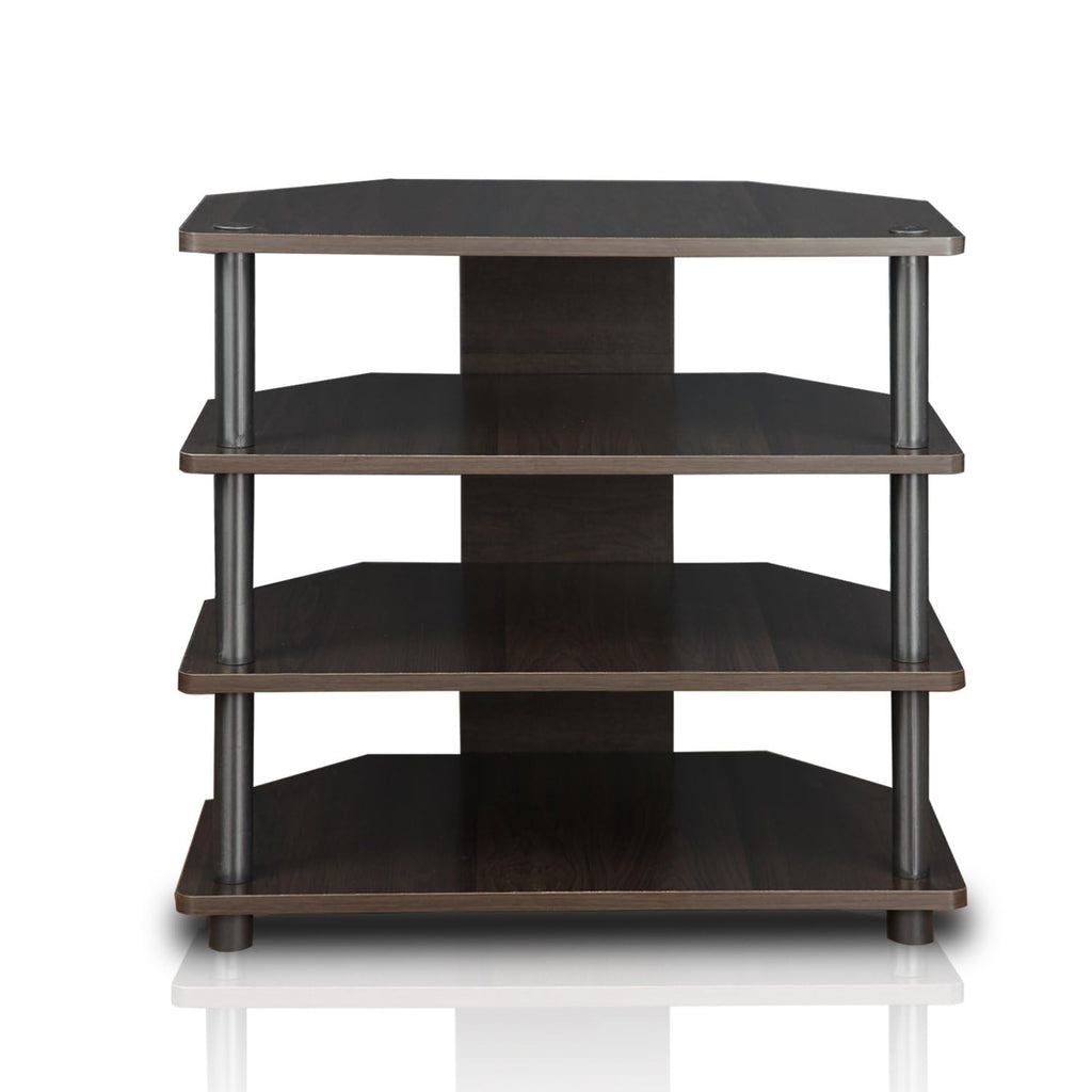 Furinno Turn-N-Tube Easy Assembly 4-Tier Petite Entertainment Center / Tv Stand / Tv Unit / Tv Desk, Espresso/Grey