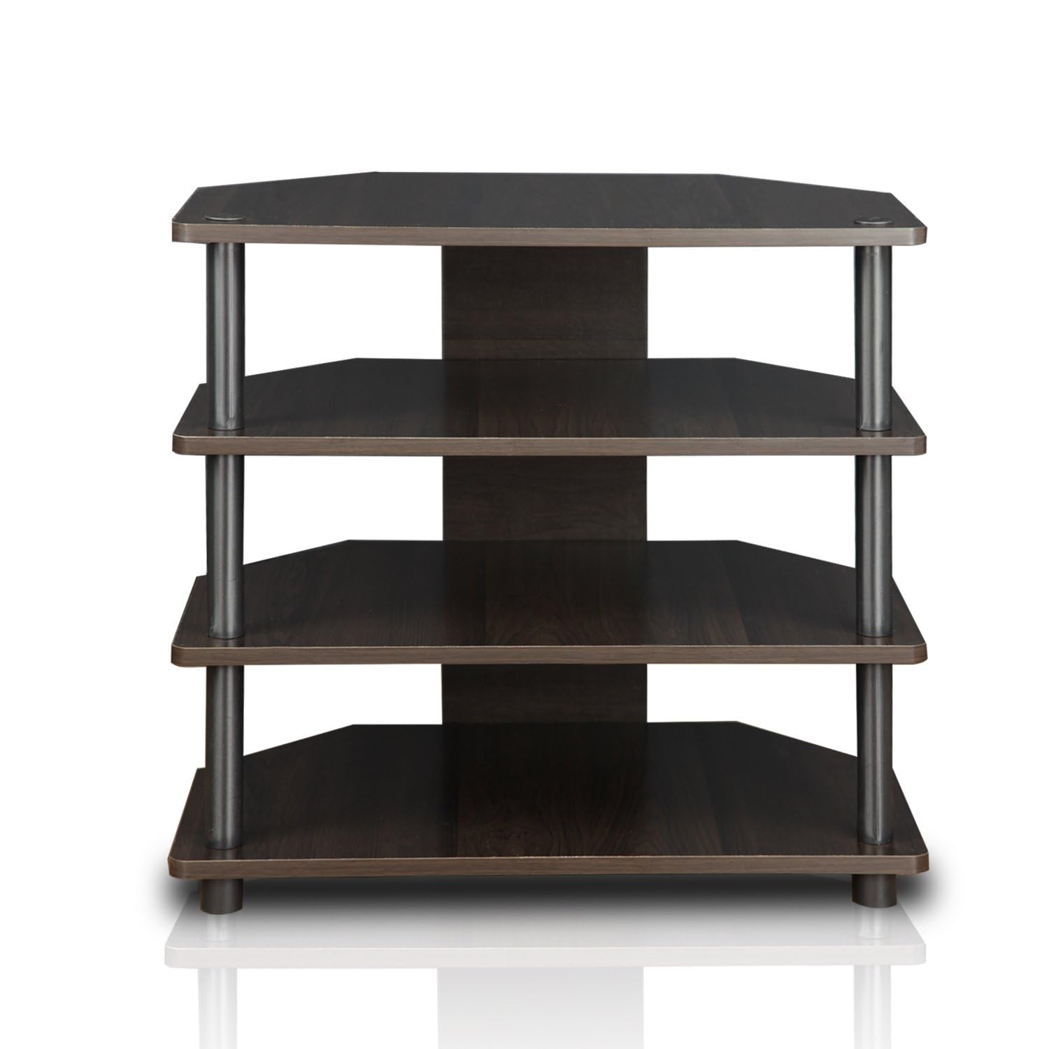 Furinno Turn-N-Tube Easy Assembly 4-Tier Petite Entertainment Center / Tv Stand / Tv Unit / Tv Desk, Espresso/Grey