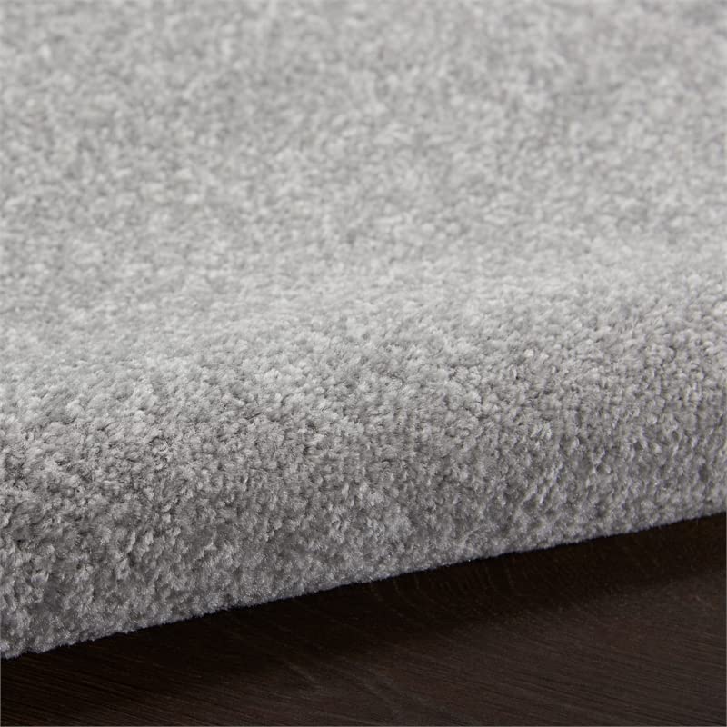 Nourison Essentials Indoor/Outdoor Silver Grey 10' X Round Area Rug, Easy Cleaning, Non Shedding, Bed Room, Living Room, Dining Room, Backyard, Deck, Patio (10 Round)