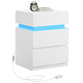 VASAGLE Nightstand with LED Lights, Adjustable Light Colors, Bedside Table, Side Table with 3 Drawers, Modern Style, 13.8 x 15.7