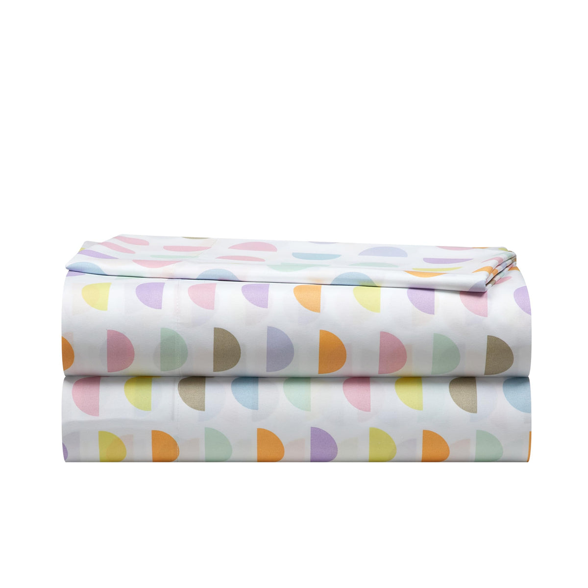 Heritage Kids 3 Piece Sheet Set, Including Top Sheet, Fitted Sheet And Pillow Case, Multi Color Half Moon, Twin