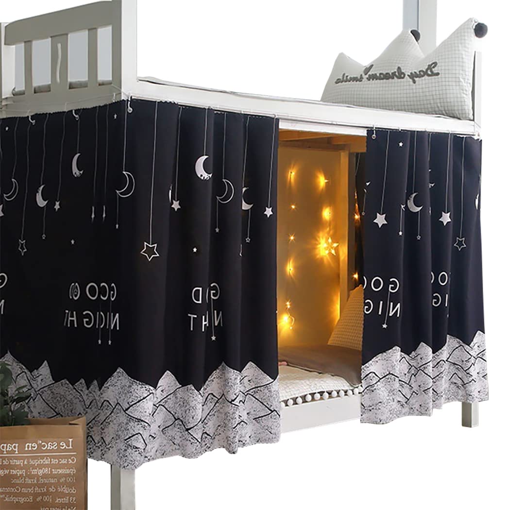 Teanea Bottom Bunk Bed Curtains Privacy Cloth Underbed Curtains For Low Loft Bed Twin, 2 Panels, Moon