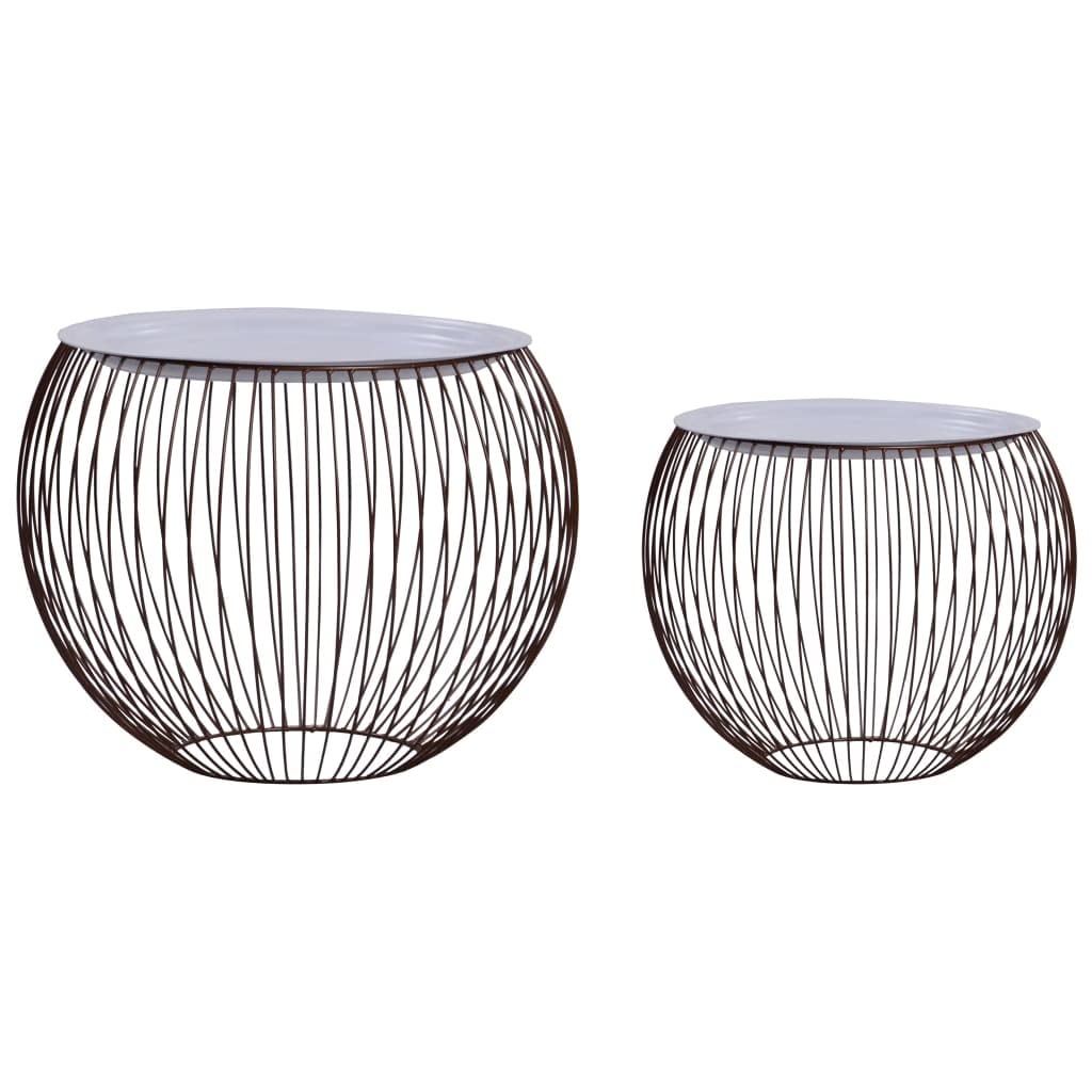 vidaXL Scandinavian Style Coffee Tables 2 pcs - Modern White MDF and Gold Metal Frame - Versatile as Couch Table, Side Tables, Decor, or Storage Baskets