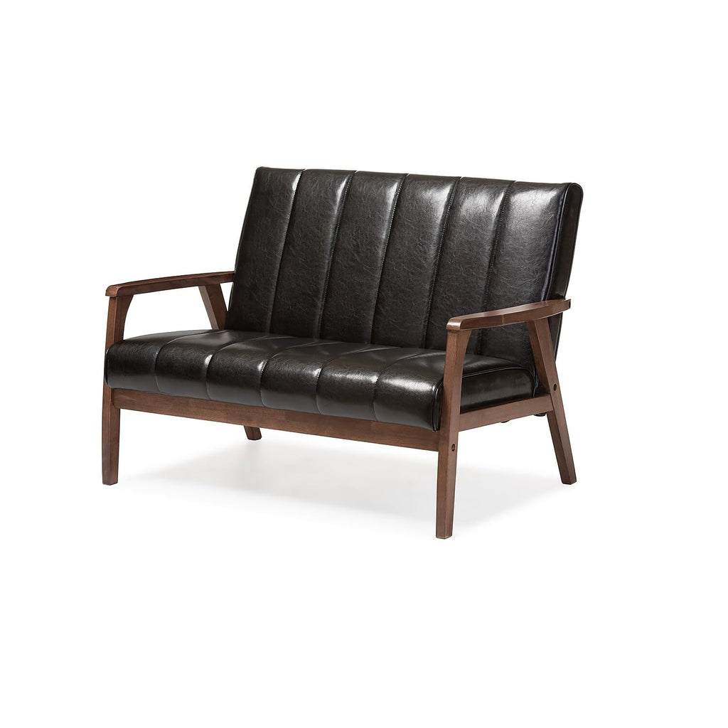 Baxton Studio BBT8011A2-Black Loveseat Love Seats, 29.45LX44.66WX31.59H, Black