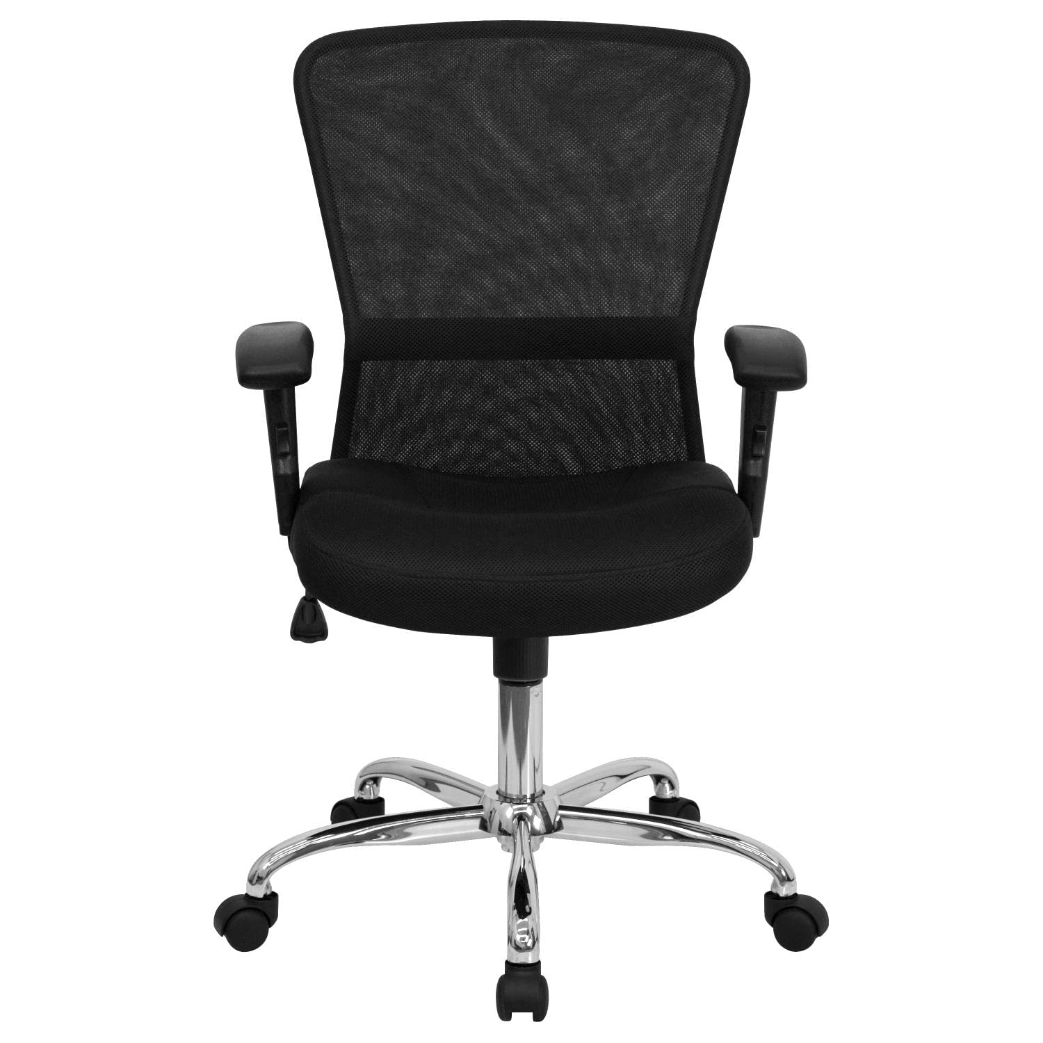 Flash Furniture Mid-Back Black Mesh Contemporary Swivel Task Chair with Chrome Base and Height Adjustable Arms