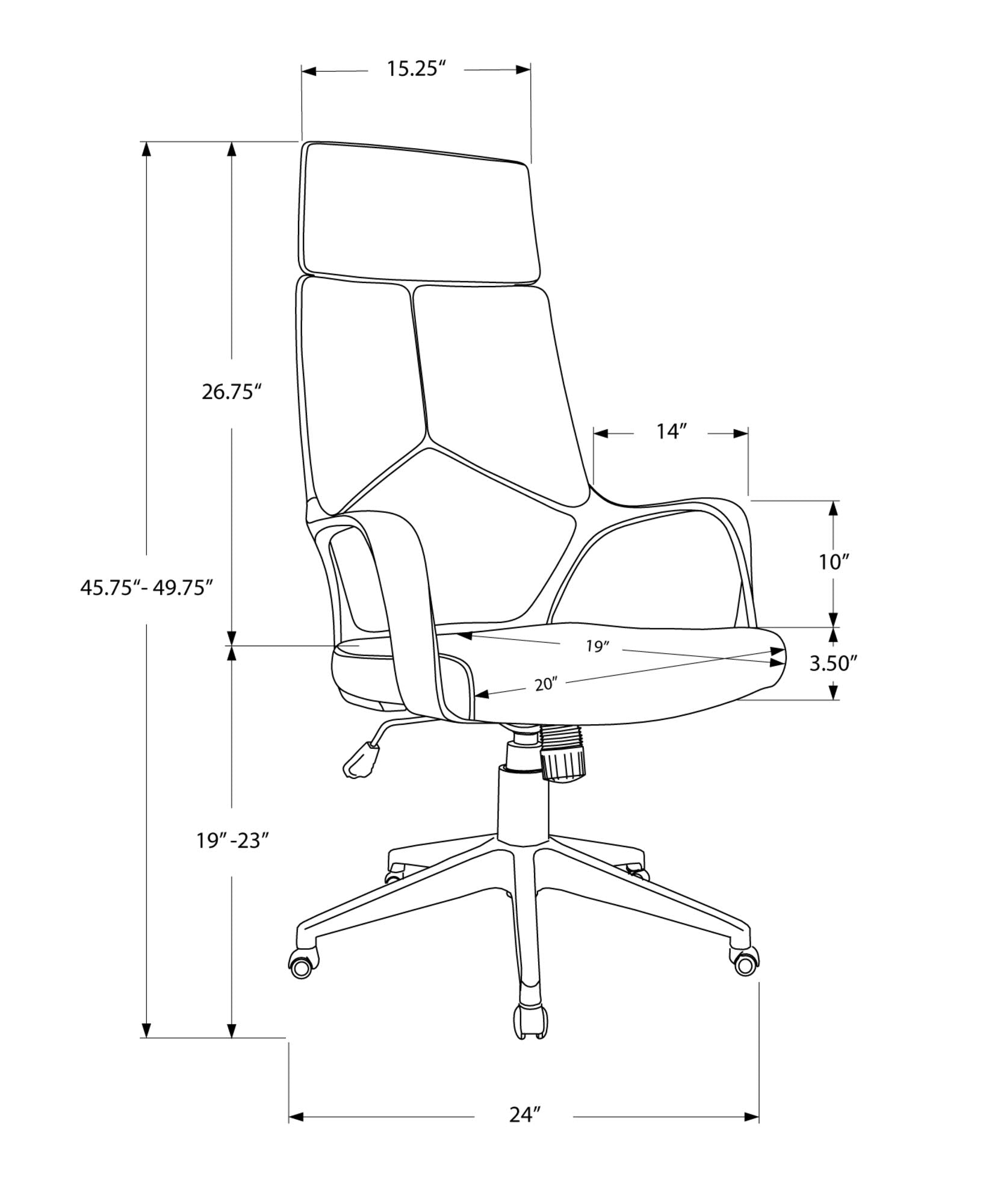 HomeRoots Foam,MDF, Metal, Nylon, Polypropylene,Polyester 45.75' Foam White Polypropylene MDF and Metal High Back Office Chair