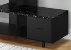 Monarch Specialties I 2610 Tv Stand, 48 Inch, Console, Media Entertainment Center, Storage Drawer, Living Room, Bedroom, Laminate, Black Marble Look