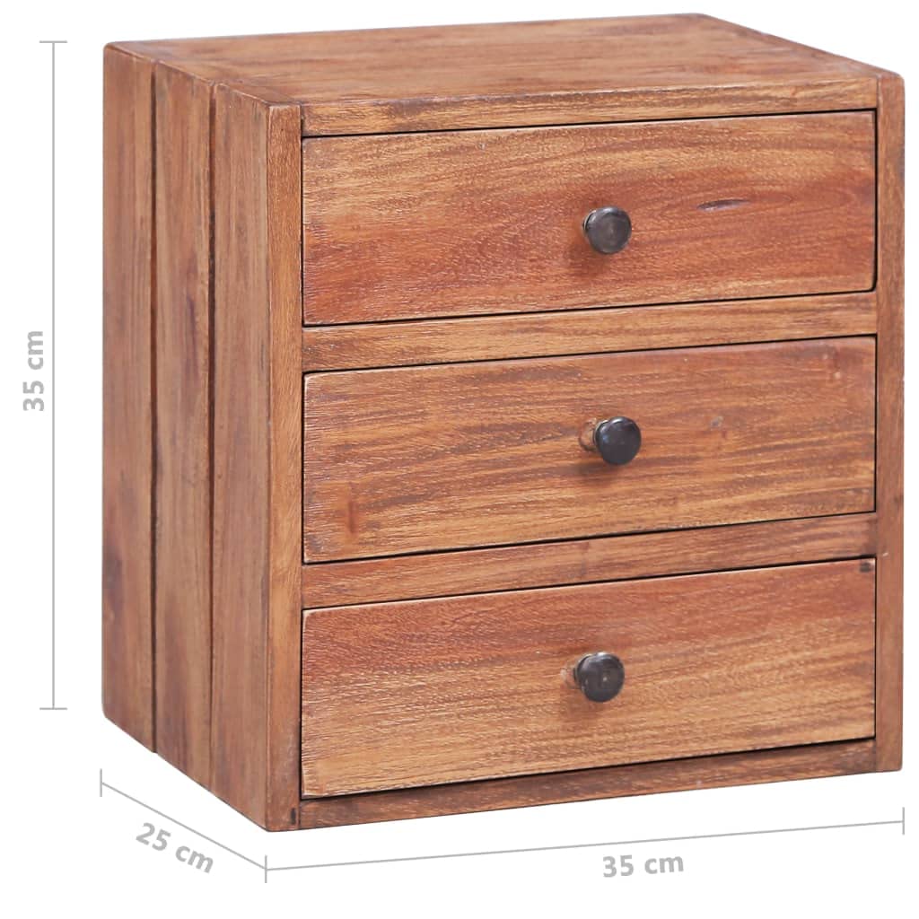 vidaXL Bedside Cabinet with 3 Drawers - Compact Solid Reclaimed Wood Nightstand Perfect for Bedroom Decor with Authentic Look and Rustic Charm