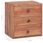 vidaXL Bedside Cabinet with 3 Drawers - Compact Solid Reclaimed Wood Nightstand Perfect for Bedroom Decor with Authentic Look and Rustic Charm