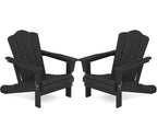 Kingyes Folding Adirondack Chair Set Of 2, Hdpe All-Weather Folding Adirondack Chairs, Outdoor Patio Adirondack Chair For Deck Lawn Fire Pit, Black