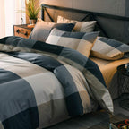 Modern Plaid Duvet Cover Twin Geometric Grid Bedding Set 100% Cotton Checkered Comforter Cover Luxury Soft Plaid Bedding Quilt C