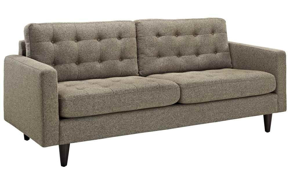 Modway Empress Mid-Century Modern Upholstered Fabric Sofa And Armchair Set In Oatmeal