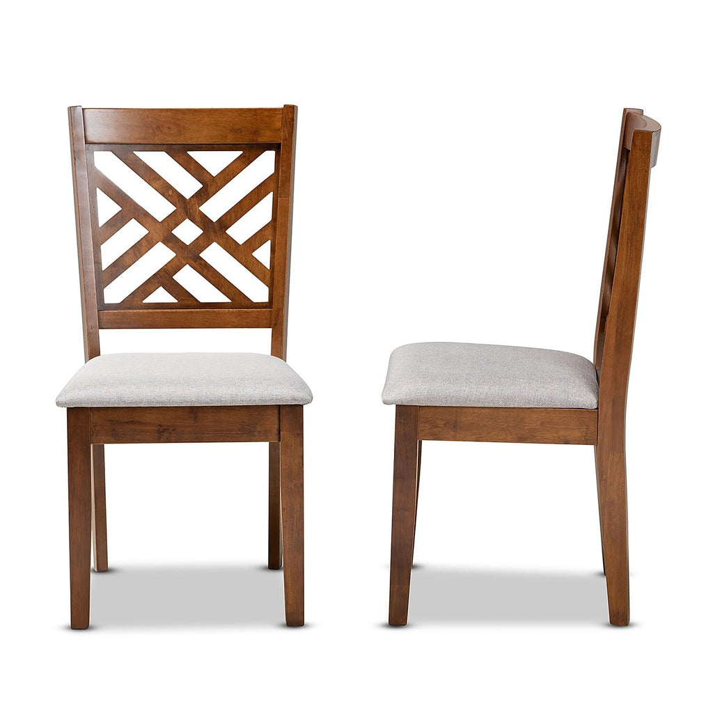 Baxton Studio Caron Modern and Contemporary Grey Fabric Upholstered and Walnut Brown Finished Wood 2-Piece Dining Chair Set