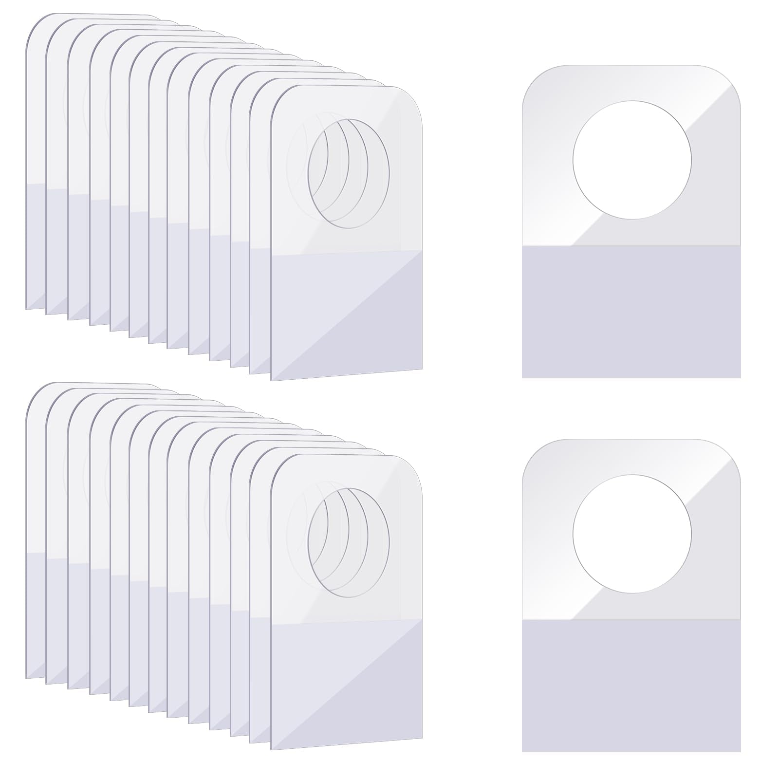 500 Pcs Hang Tags 1.3  0.9 Inch Hang Tabs Round Hole Hanging Tabs Retail Self Adhesive Hang Tags Clear Plastic Hanging Stickers