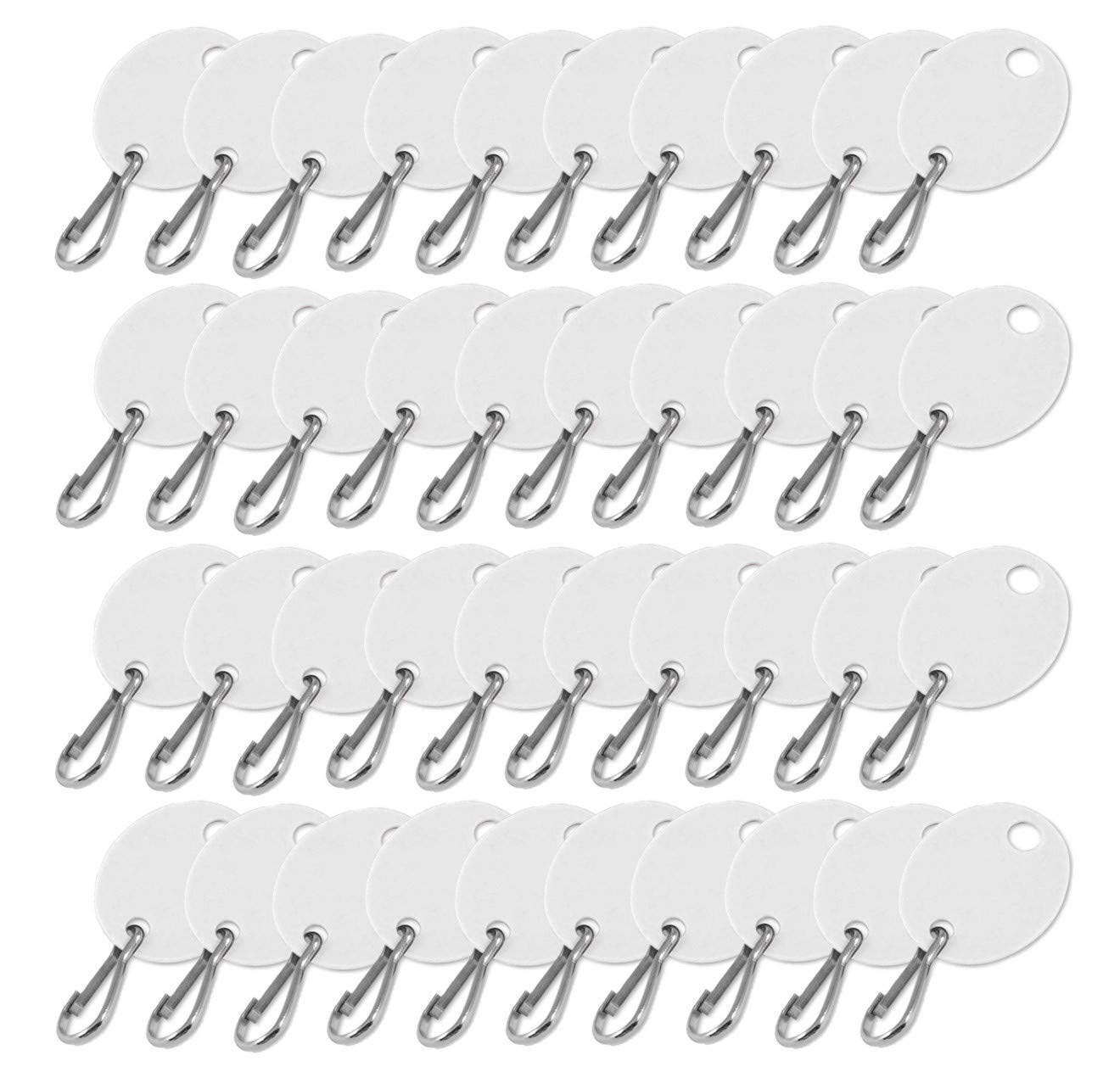 Lucky Line Oval Cabinet Key Tag With Hook, White, 100 Blank Tags (25890)