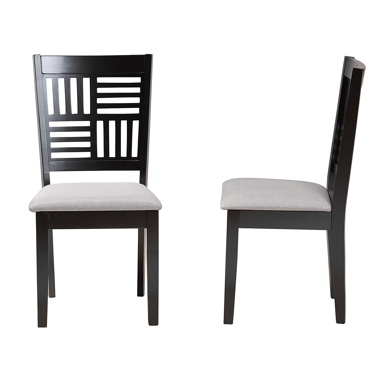 Baxton Studio Deanna Modern Grey Fabric and Dark Brown Finished Wood 2-Piece Dining Chair Set