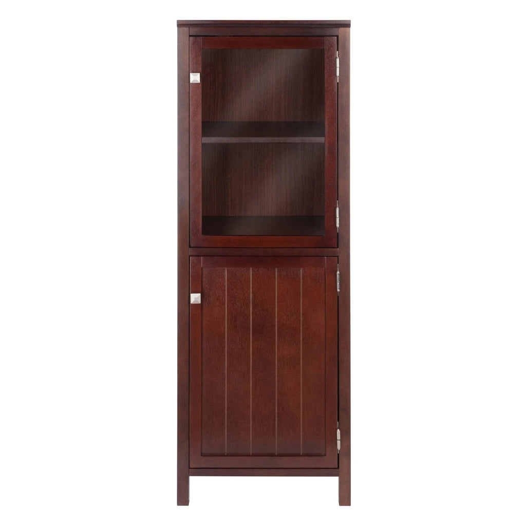 Winsome Wood Brooke Jelly Cupboard, 2-Section Cabinet, Walnut