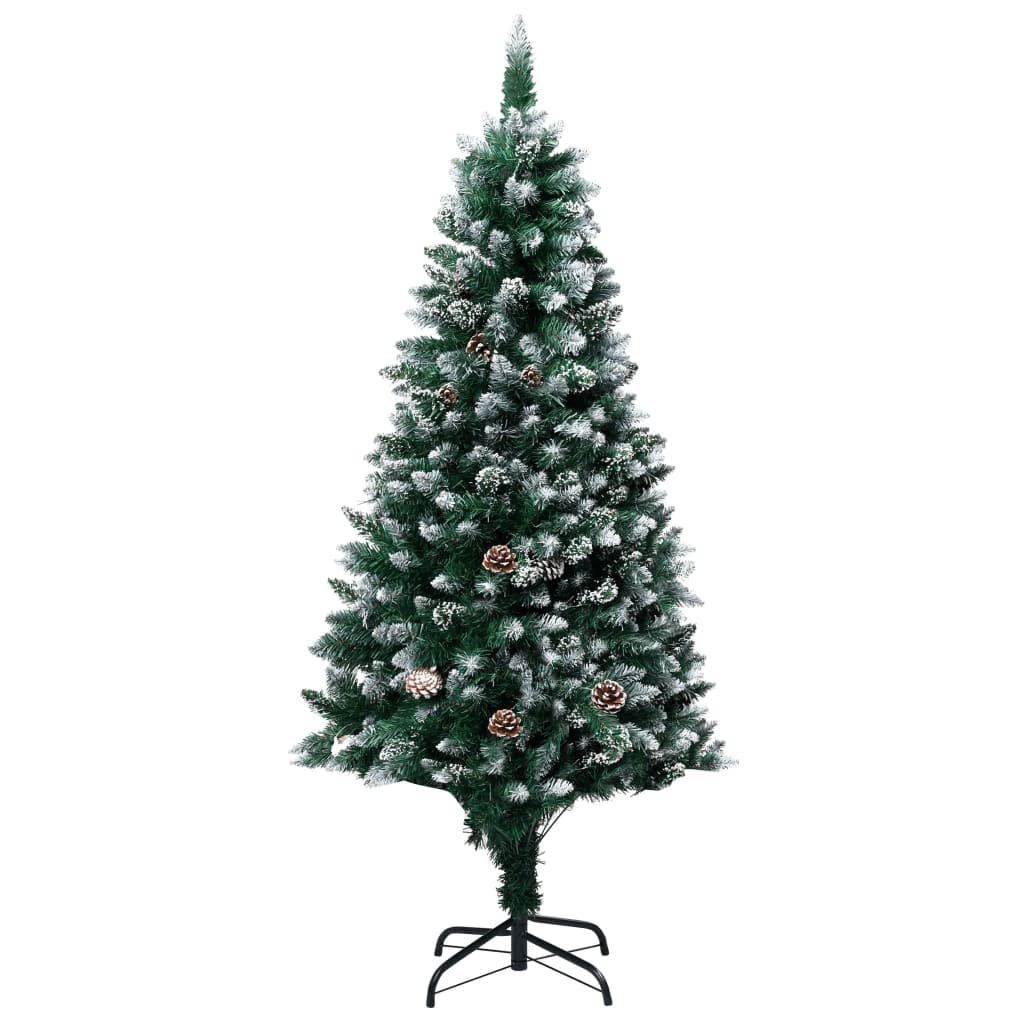 Vidaxl Artificial Christmas Tree With Pine Cones And White Snow Home Living Room Office Garden Terrance Holiday Ornament Decor Xmas Decoration 6 Ft