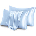 Aormenzy Black Satin Pillowcase for Hair and Skin, Satin Pillow Cases for Women Standard Size Set of 2 with Envelope Closure Sil