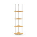 Furinno Turn-N-Tube 5 Tier Corner Display Rack Multipurpose Shelving Unit, 1-Pack, Beech/White