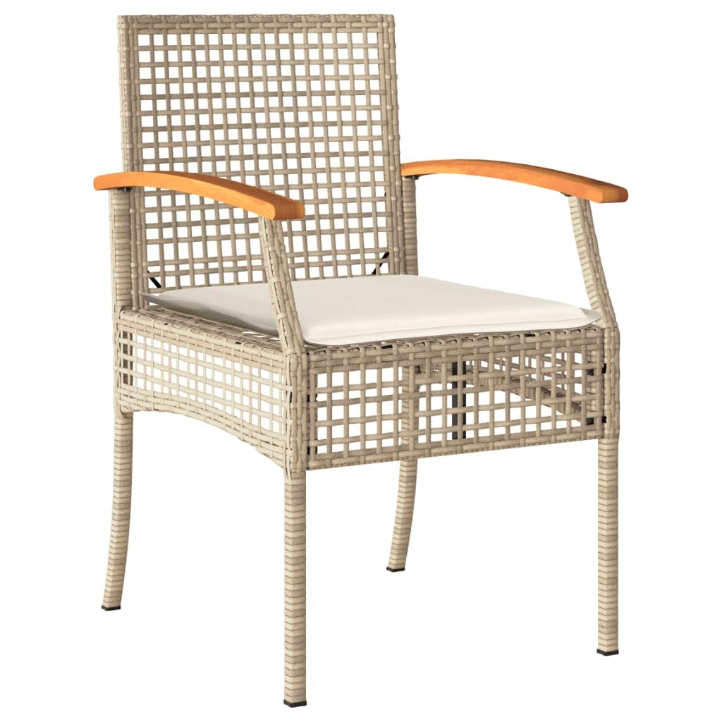 vidaXL Set of 5 Beige Polyrattan Garden Furniture with Cushions