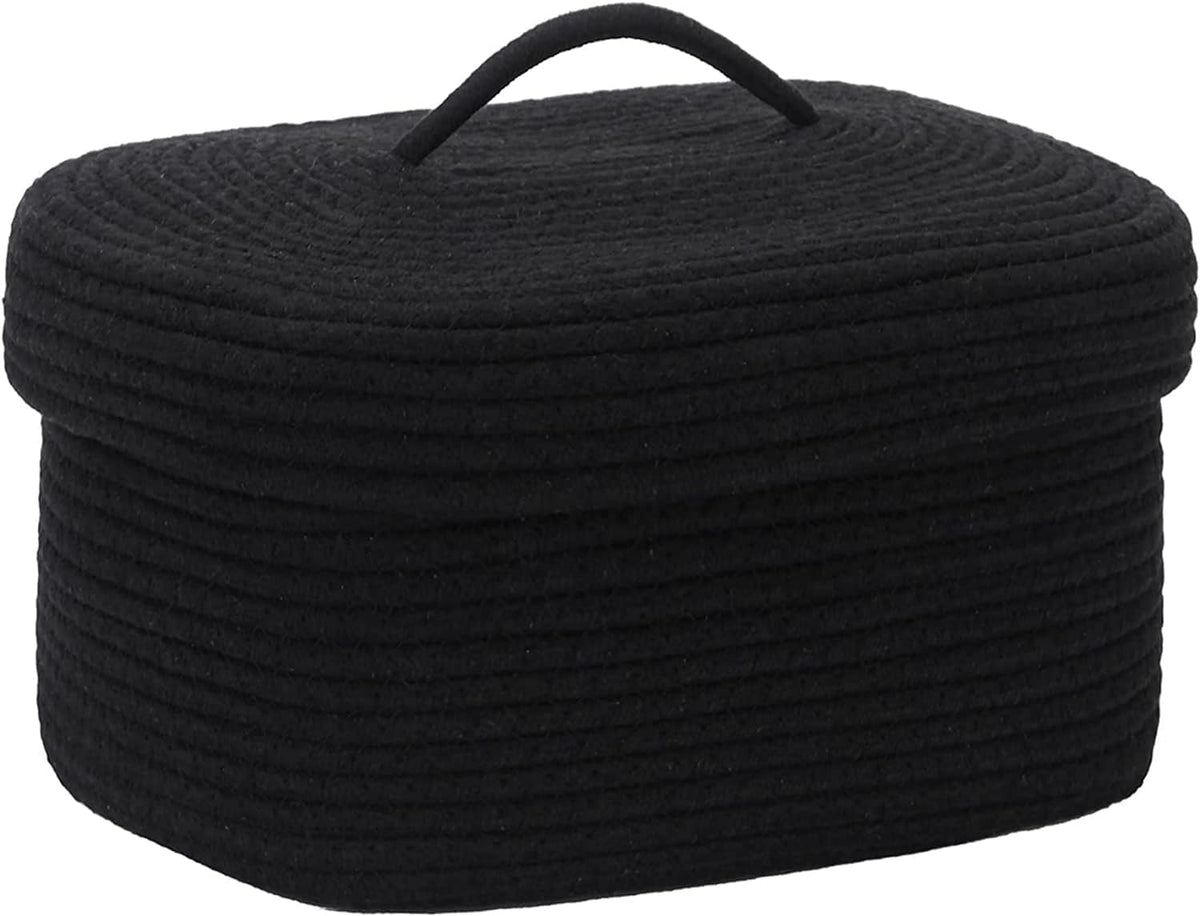 BUNAII Jute Cotton Rope Handmade Storage Organiser Box With Handle Opener For Living room , Bathroom and for multipurpose uses (