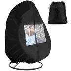 iCOVER Patio Egg Chair Cover, Outdoor Wicker Swing Seat Protector, Waterproof Polyester, Black, 45"W x 75"H