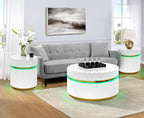 LILOLA LIVING Tavita 3-Piece Round Coffee Table Set with Glass Top and LED Lights