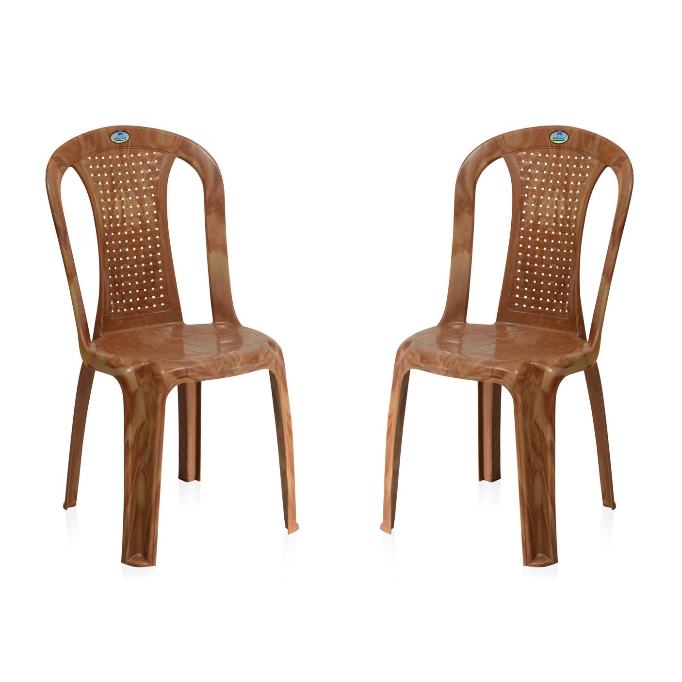 Nilkamal Plastic Chair For Living Room |Set Of 2 | 3 Year Warranty | For Home, Living Room, Outdoor | Pear Wood Colour | Chr4002