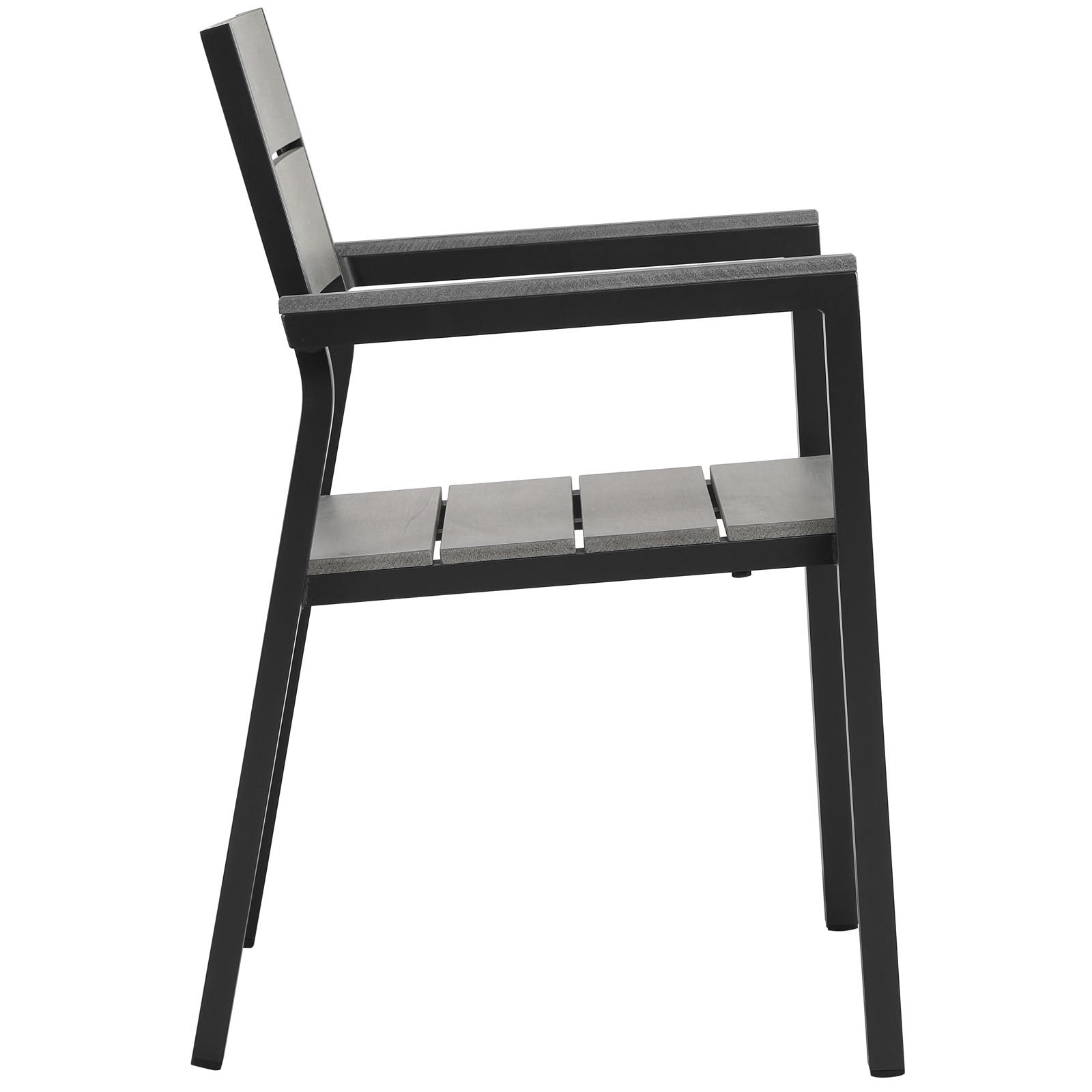 Lexmod Maine Aluminum 5-Piece Outdoor Patio Dining Table And Chair Set In Brown Gray